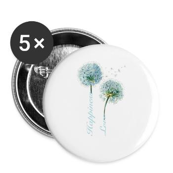 Löwenzahn Glück und Liebe Inspirierendes Design - Buttons groß 56 mm (5er Pack) - Weiß - Vorne