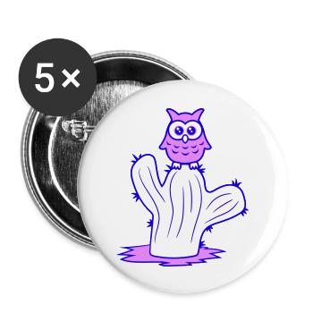 Cactus Owl Sitting Cacti Night Bird Cute Cute - Buttons large 2.2''/56 mm (5-pack) - white - Front