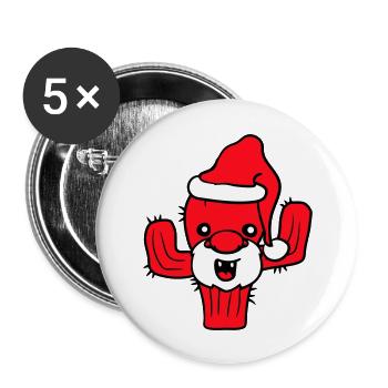 Cactus Santa Claus Face Christmas Cacti - Buttons large 2.2''/56 mm (5-pack) - white - Front