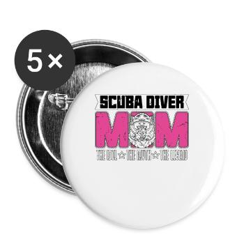 Scuba Diver Mom The Idol The Myth Loves Snorkeling - Buttons large 2.2''/56 mm (5-pack) - white - Front