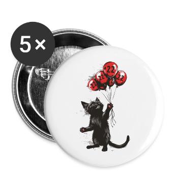 22 Jahre Geschenk 22. Geburtstag Katze - Buttons groß 56 mm (5er Pack) - Weiß - Vorne