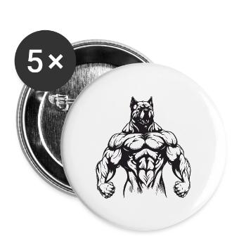 Gymnase d’entraînement des muscles du chien - Lot de 5 grands badges (56 mm) - blanc - Devant