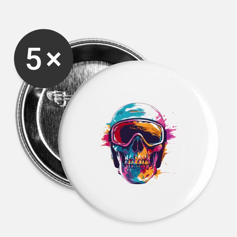 Ski Skull Ski Goggles - Buttons large 2.2''/56 mm (5-pack) - white