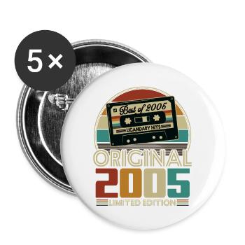 Original 2005 20e Anniversaire Cadeau Vintage - Lot de 5 grands badges (56 mm) - blanc - Devant