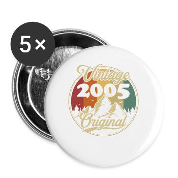 Vintage 2005 Original, Geburtstagsgeschenk - Buttons groß 56 mm (5er Pack) - Weiß - Vorne
