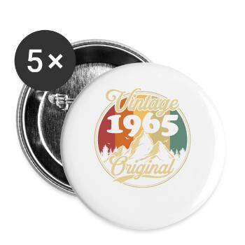 Vintage 1965 Original, Geburtstagsgeschenk - Buttons groß 56 mm (5er Pack) - Weiß - Vorne