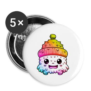 Winter Eskimo Comic Winterlich - Buttons groß 56 mm (5er Pack) - Weiß - Vorne
