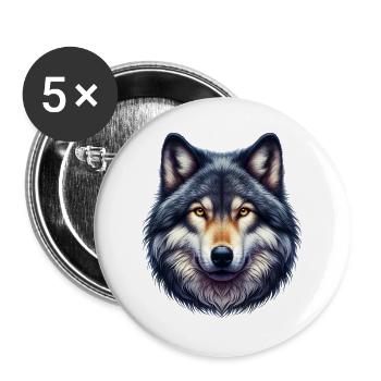 Wolf - Buttons groß 56 mm (5er Pack) - Weiß - Vorne