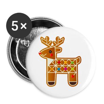 Reindeer in gingerbread design for Christmas - Buttons large 2.2''/56 mm (5-pack) - white - Front