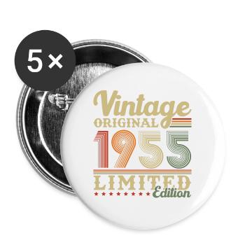 Original 1955 Vintage Retro Anniversary Gift - Buttons large 2.2''/56 mm (5-pack) - white - Front