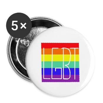 LGBT Rainbow Flag Gay Pride - Buttons large 2.2''/56 mm (5-pack) - white - Front