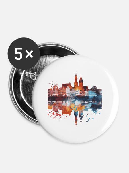 Woerden - Buttons groß 56 mm (5er Pack) - Weiß