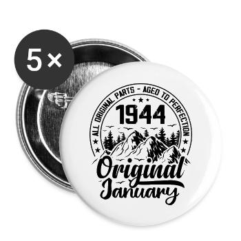 1944 Januar Original Geschenk zum 80-jährigen Jubiläum - Buttons groß 56 mm (5er Pack) - Weiß - Vorne