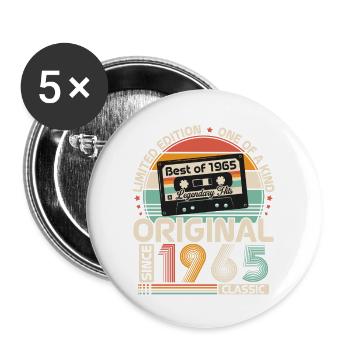 Original 1965 Jahrgang Geburtstagsgeschenk Retro - Buttons groß 56 mm (5er Pack) - Weiß - Vorne