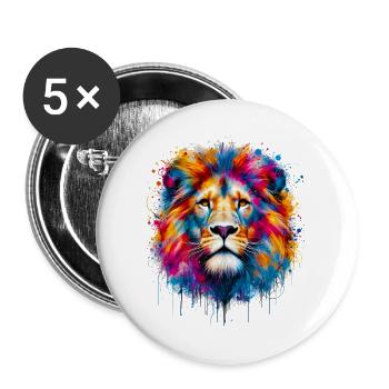 Lion - Buttons large 2.2''/56 mm (5-pack) - white - Front
