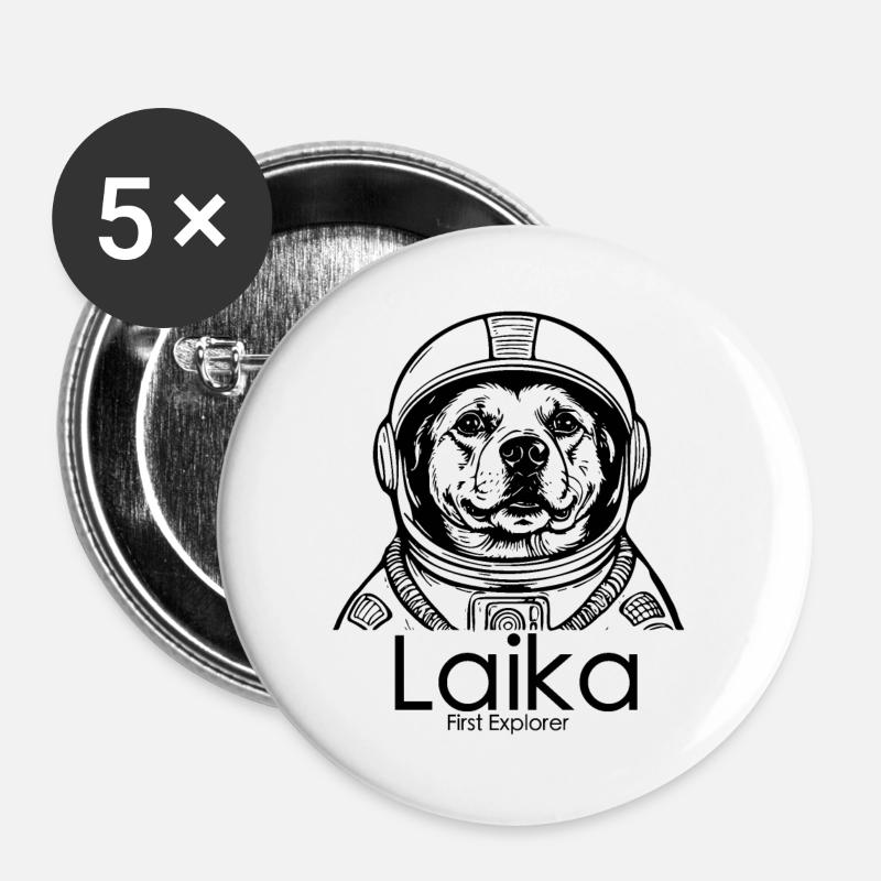 Laika - Buttons large 2.2''/56 mm (5-pack) - white