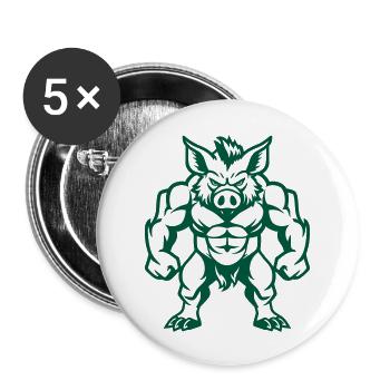 Wildschwein Comic - Buttons groß 56 mm (5er Pack) - Weiß - Vorne