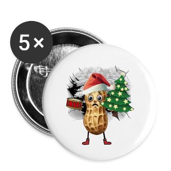 Santa Claus Peanut Santa Christmas - Buttons large 2.2''/56 mm (5-pack) - white - Front