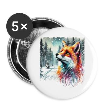 Watercolor Fox, Fox, Winter Background - Buttons large 2.2''/56 mm (5-pack) - white - Front