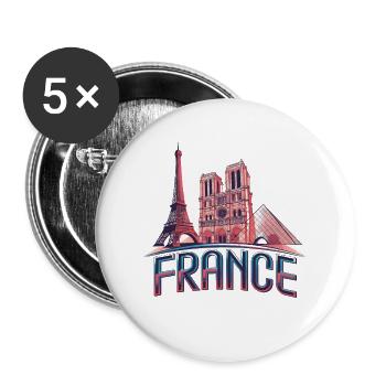Frankreich Paris Eiffelturm Bonjour - Buttons groß 56 mm (5er Pack) - Weiß - Vorne