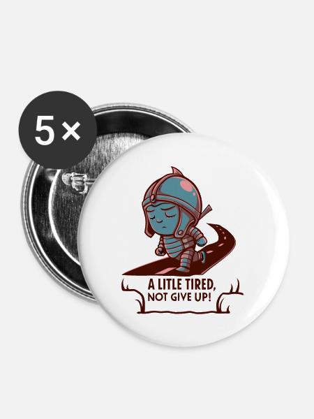 MÜDE - Buttons groß 56 mm (5er Pack) - Weiß