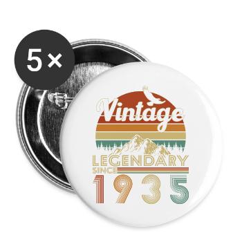 Original 1935 Vintage Retro Cadeau D’anniversaire - Lot de 5 grands badges (56 mm) - blanc - Devant