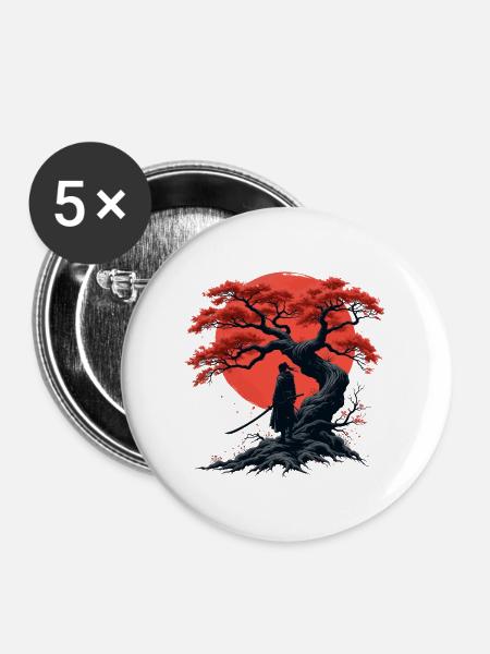 ROTE SONNE - Buttons groß 56 mm (5er Pack) - Weiß