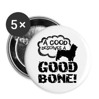 A Good Silky Terrier Deserves A Good Bone - Buttons large 2.2''/56 mm (5-pack) - white - Front