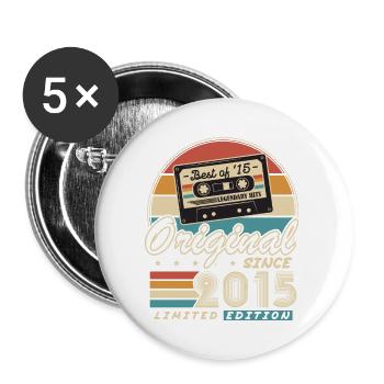 Original depuis 2015 Vintage Cadeau Anniversaire - Lot de 5 grands badges (56 mm) - blanc - Devant