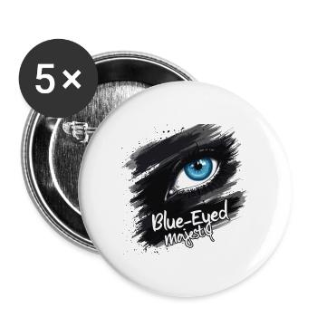 YEUX BLEUS - Lot de 5 grands badges (56 mm) - blanc - Devant