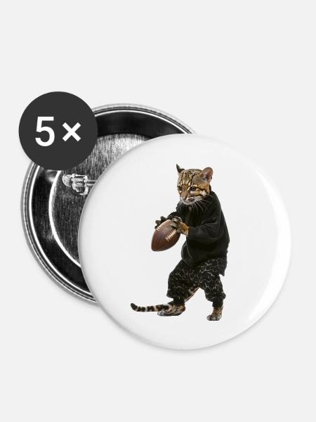 Ozelot Fußball - Buttons groß 56 mm (5er Pack) - Weiß