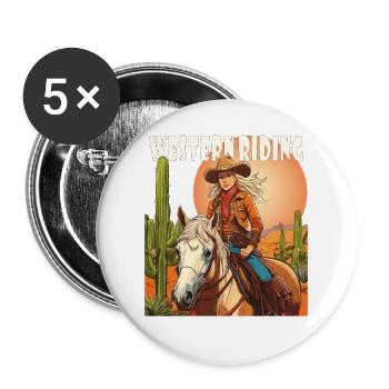 WOMAN RIDING WESTERN RIDING - Buttons large 2.2''/56 mm (5-pack) - white - Front