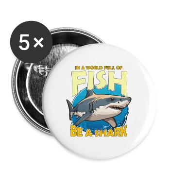 Shark Hunting In A World Full Of Fish Scuba Diving - Buttons groß 56 mm (5er Pack) - Weiß - Vorne