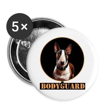 Bullterrier Hund Portrait Kreis - Buttons groß 56 mm (5er Pack) - Weiß - Vorne