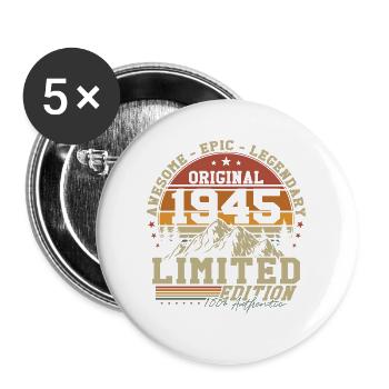 Original 1945 Vintage Cadeau d’anniversaire - Lot de 5 grands badges (56 mm) - blanc - Devant