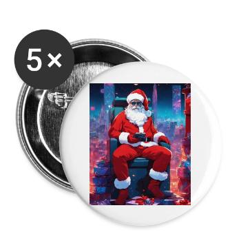 WeihnachtsmannGeschenk Frau, Mann, Humorvolles T-Shirt - Buttons groß 56 mm (5er Pack) - Weiß - Vorne