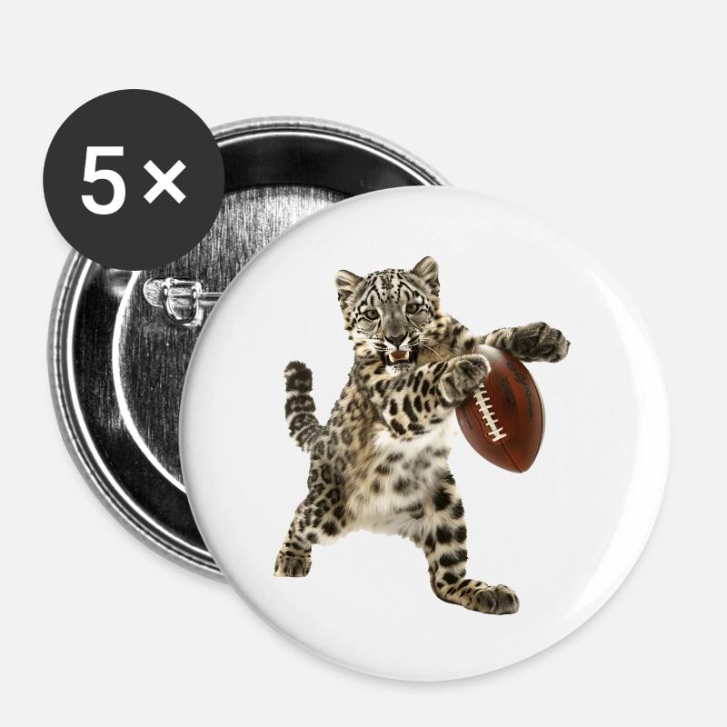 Snow Leopard Football - Buttons large 2.2''/56 mm (5-pack) - white