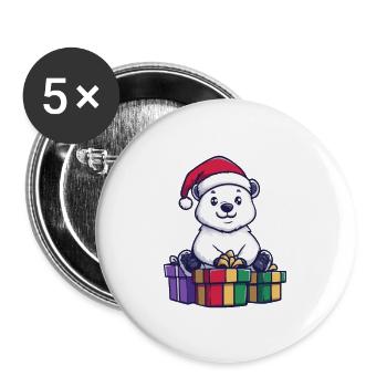 Ours polaire Cadeaux de Noël Ours polaire - Lot de 5 grands badges (56 mm) - blanc - Devant