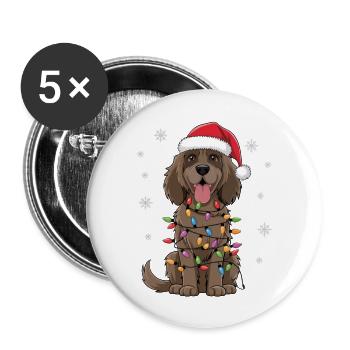 Gordon Setter Lumières de Noël Noël Chiens Cadeaux - Lot de 5 grands badges (56 mm) - blanc - Devant