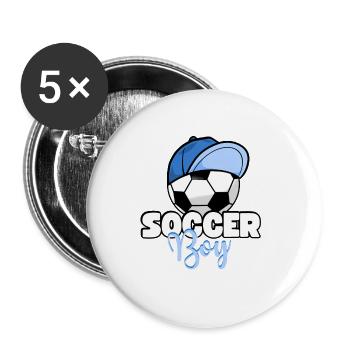 Soccer Boy Soccer Junge Fußball Junge Spruch - Buttons groß 56 mm (5er Pack) - Weiß - Vorne