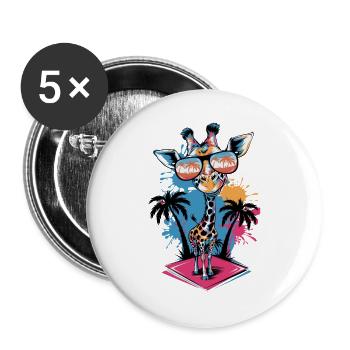 Niedliche Giraffe für Kinder für Kinder - Buttons groß 56 mm (5er Pack) - Weiß - Vorne