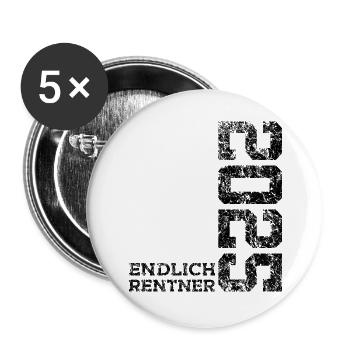 RENTE ENDLICH RENTNER 2025 - Buttons groß 56 mm (5er Pack) - Weiß - Vorne