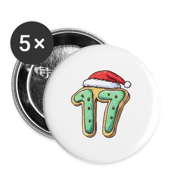 17 Number Christmas Cookie - Buttons large 2.2''/56 mm (5-pack) - white - Front