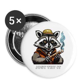 RACCOON JOINT JUST TRY IT - Buttons large 2.2''/56 mm (5-pack) - white - Front