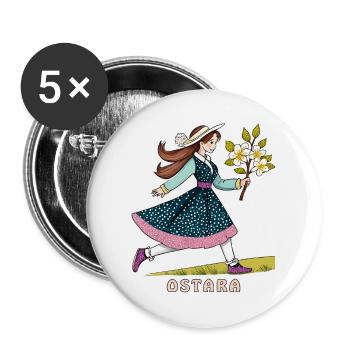 OSTARA ENFANT - Lot de 5 grands badges (56 mm) - blanc - Devant