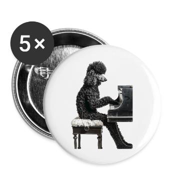 Caniche - Lot de 5 grands badges (56 mm) - blanc - Devant