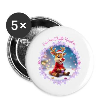 Notre mignon petit renne rose - Lot de 5 grands badges (56 mm) - blanc - Devant