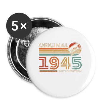 80 Jahre 1945 Vintage Retro Geburtstagsgeschenk - Buttons groß 56 mm (5er Pack) - Weiß - Vorne