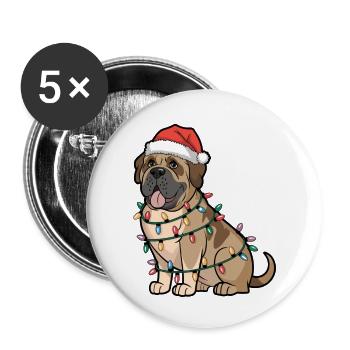 Mastiff Christmas Lights Xmas Dogs Gifts - Buttons large 2.2''/56 mm (5-pack) - white - Front