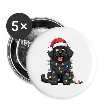 Newfoundland Christmas Lights Xmas Dogs Gifts - Buttons groß 56 mm (5er Pack) - Weiß - Vorne